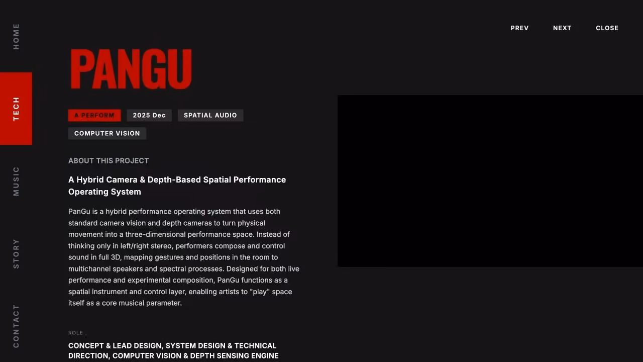 PANGU 详情页的红色标题、项目说明与媒体区域